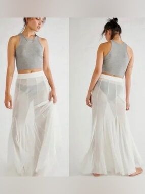 Free People Godet Girl Mesh 1/2 Slip in Ivory New with Tags Size XL